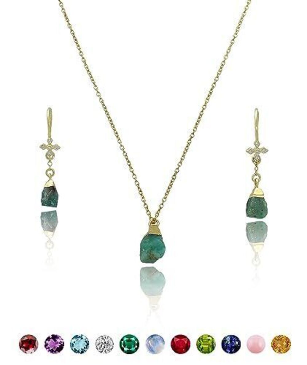 8450 Emerald Necklace - Authentic 925 Sterling Silver Necklace 18K Gold